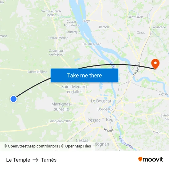 Le Temple to Tarnès map