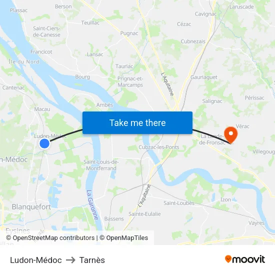 Ludon-Médoc to Tarnès map