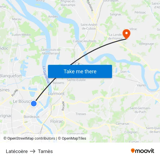 Latécoère to Tarnès map