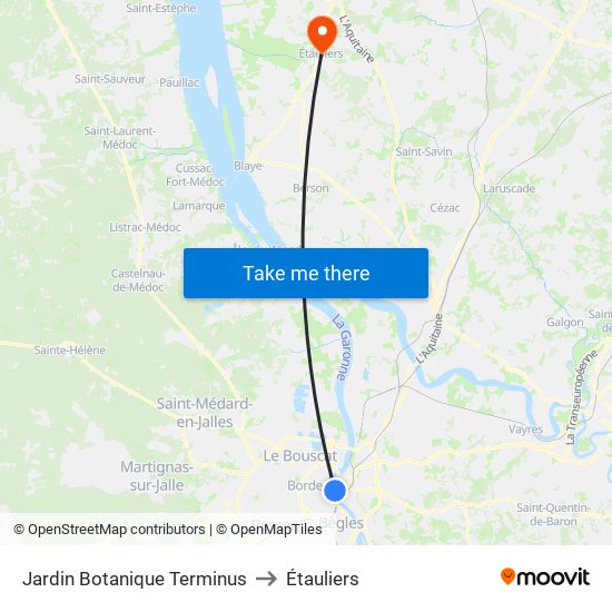 Jardin Botanique Terminus to Étauliers map
