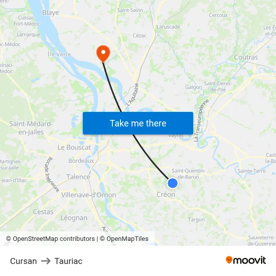 Cursan to Tauriac map