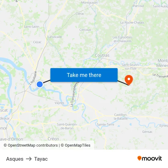Asques to Tayac map
