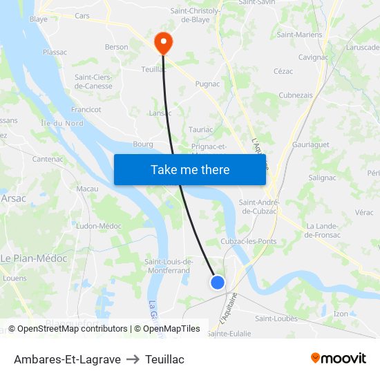 Ambares-Et-Lagrave to Teuillac map