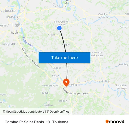 Camiac-Et-Saint-Denis to Toulenne map