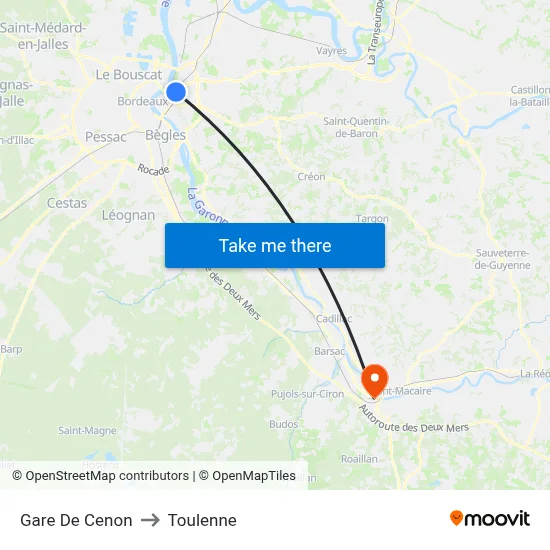 Gare De Cenon to Toulenne map