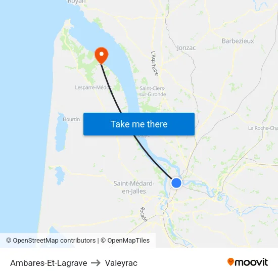 Ambares-Et-Lagrave to Valeyrac map