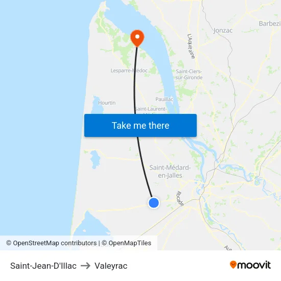 Saint-Jean-D'Illac to Valeyrac map