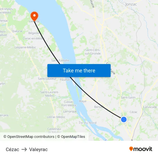 Cézac to Valeyrac map
