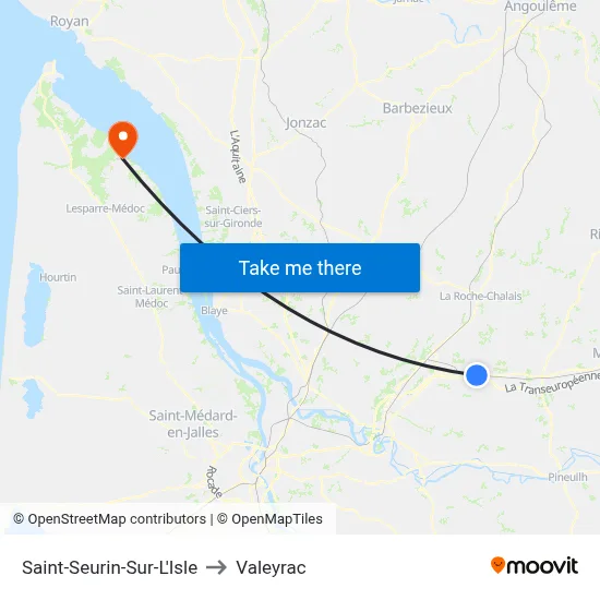 Saint-Seurin-Sur-L'Isle to Valeyrac map