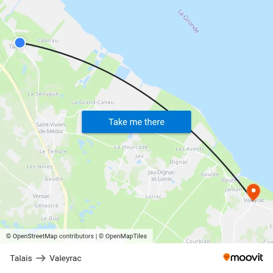 Talais to Valeyrac map