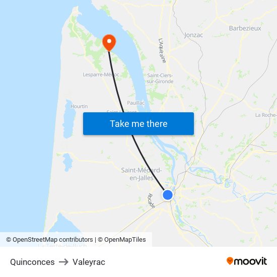 Quinconces to Valeyrac map