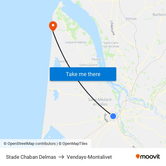 Stade Chaban Delmas to Vendays-Montalivet map