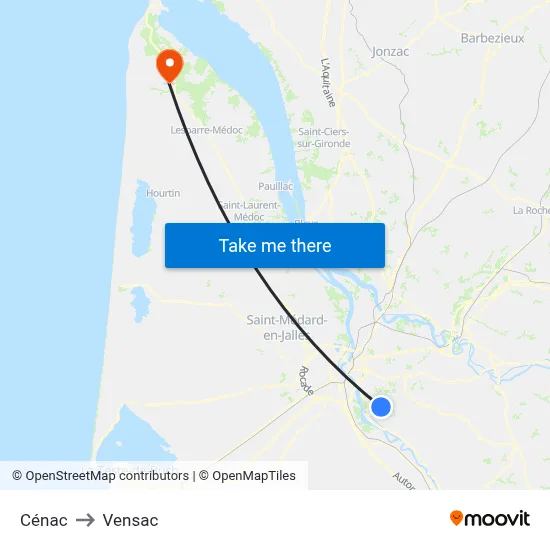 Cénac to Vensac map
