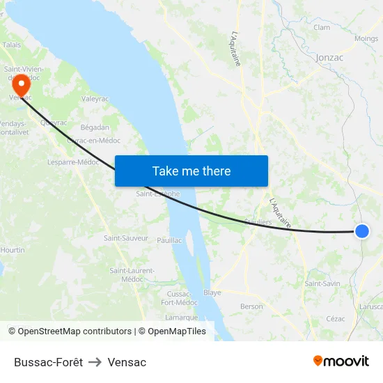 Bussac-Forêt to Vensac map