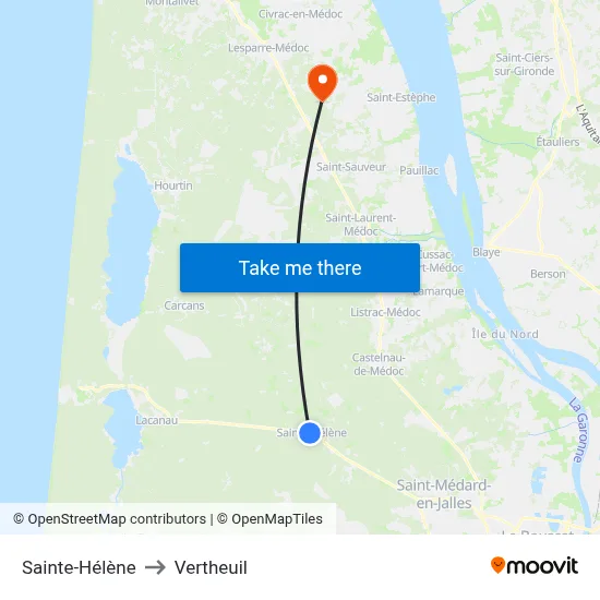 Sainte-Hélène to Vertheuil map