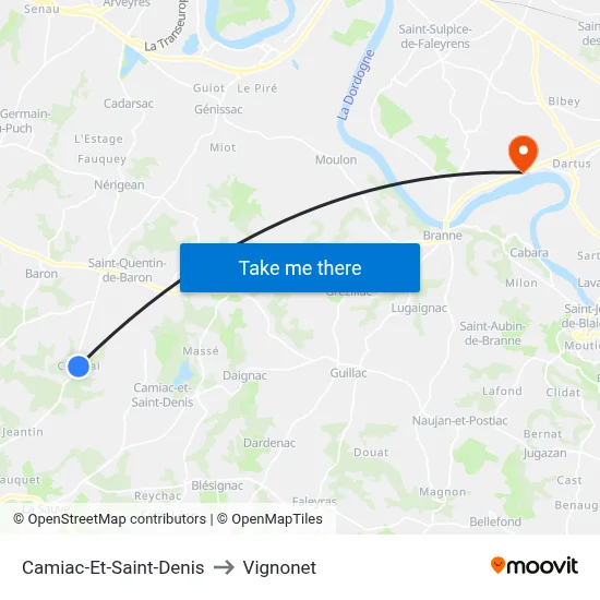 Camiac-Et-Saint-Denis to Vignonet map