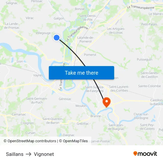 Saillans to Vignonet map
