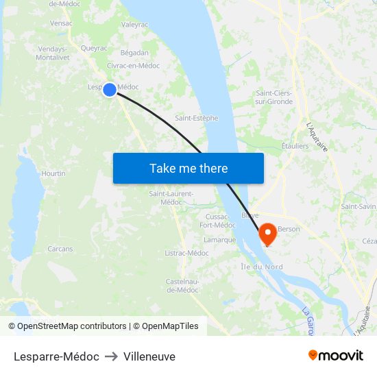 Lesparre-Médoc to Villeneuve map