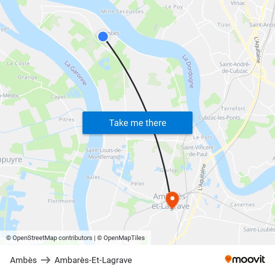 Ambès to Ambarès-Et-Lagrave map