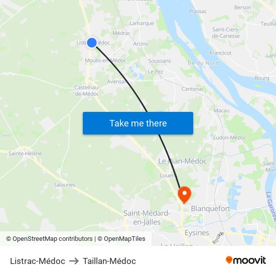 Listrac-Médoc to Taillan-Médoc map