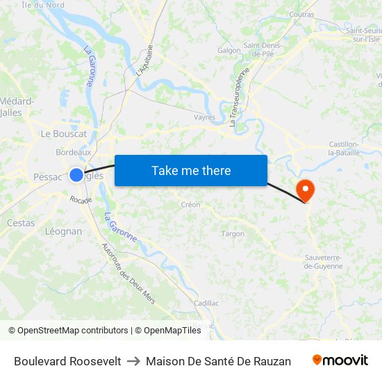 Boulevard Roosevelt to Maison De Santé De Rauzan map