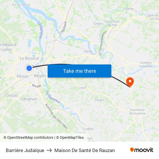 Barrière Judaïque to Maison De Santé De Rauzan map