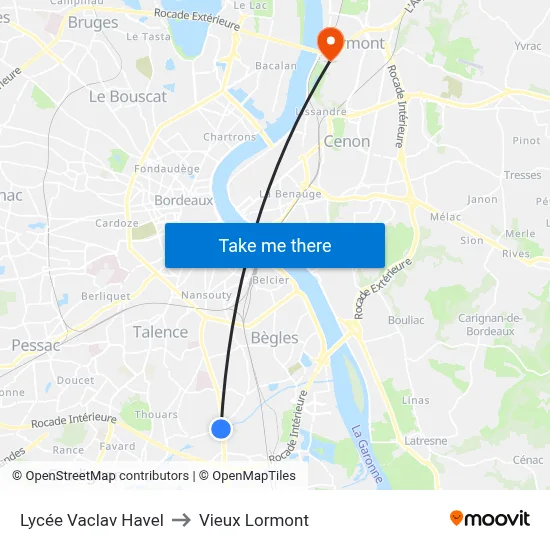 Lycée Vaclav Havel to Vieux Lormont map