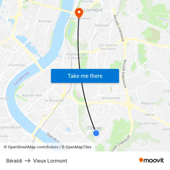 Béraldi to Vieux Lormont map