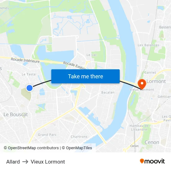 Allard to Vieux Lormont map