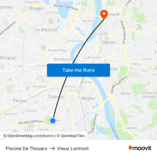 Piscine De Thouars to Vieux Lormont map
