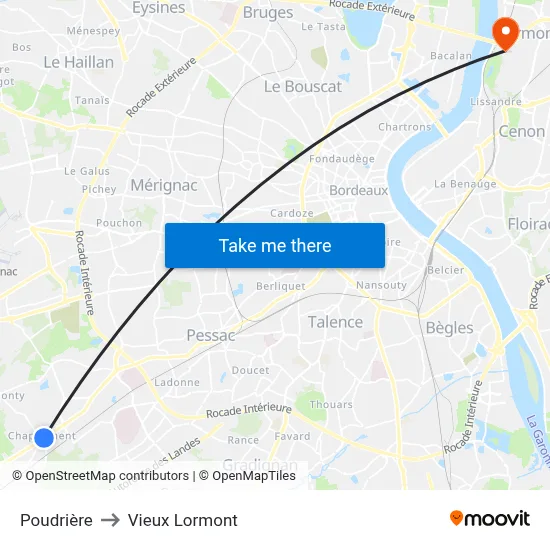 Poudrière to Vieux Lormont map