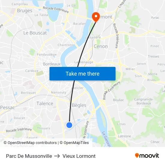 Parc De Mussonville to Vieux Lormont map