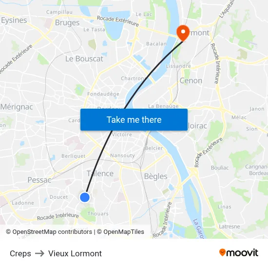 Creps to Vieux Lormont map