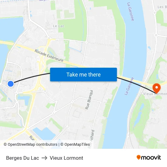 Berges Du Lac to Vieux Lormont map