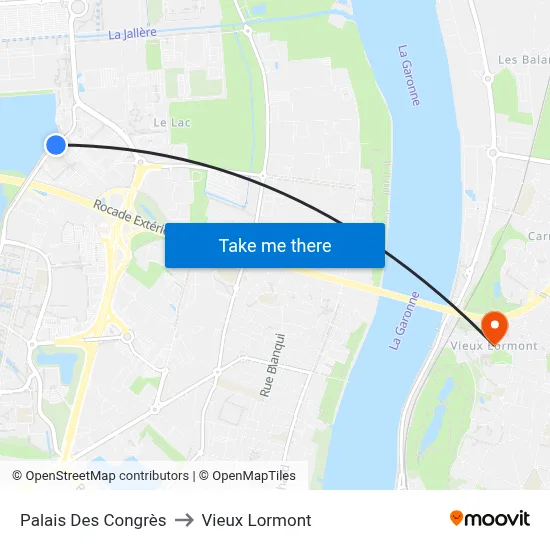 Palais Des Congrès to Vieux Lormont map