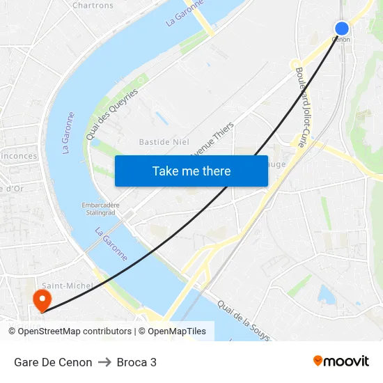 Gare De Cenon to Broca 3 map