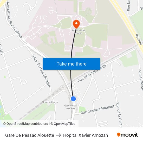Gare De Pessac Alouette to Hôpital Xavier Arnozan map