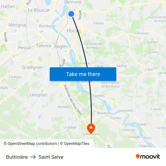 Buttinière to Saint Selve map