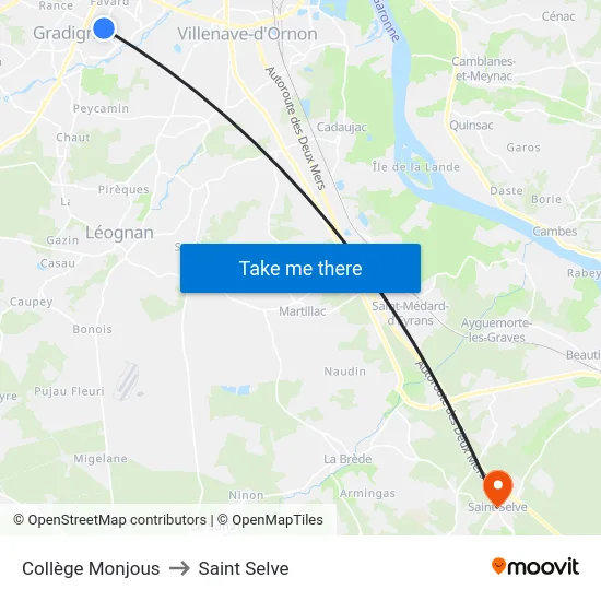 Collège Monjous to Saint Selve map