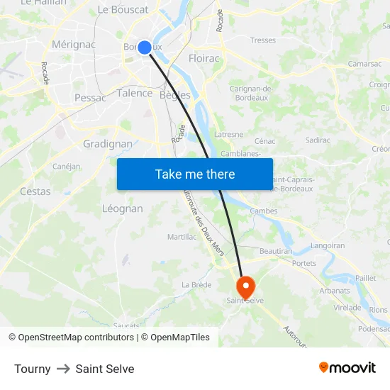 Tourny to Saint Selve map
