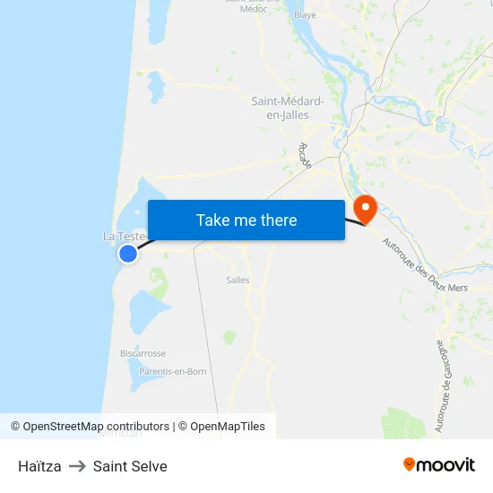 Haïtza to Saint Selve map