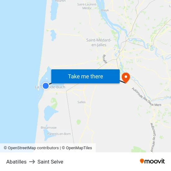 Abatilles to Saint Selve map