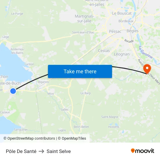 Pôle De Santé to Saint Selve map
