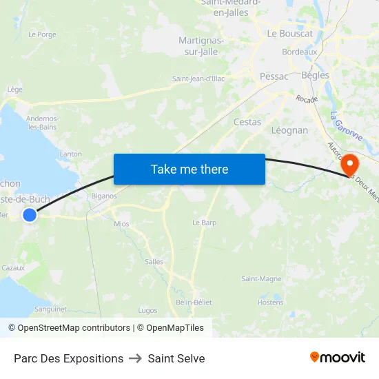 Parc Des Expositions to Saint Selve map
