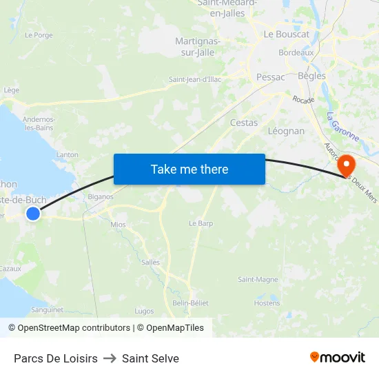 Parcs De Loisirs to Saint Selve map