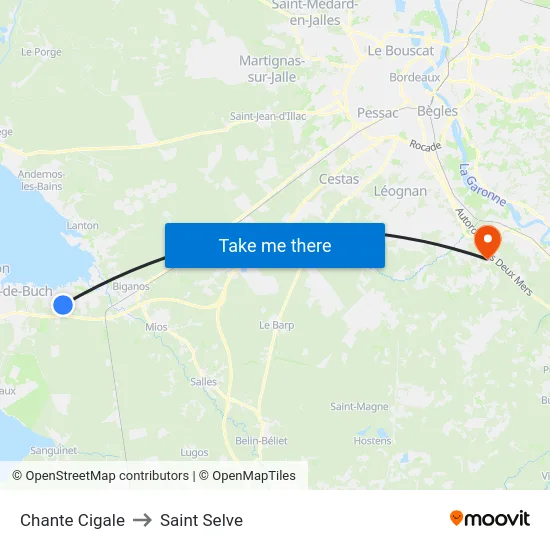 Chante Cigale to Saint Selve map
