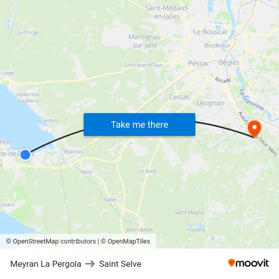Meyran La Pergola to Saint Selve map