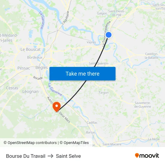 Bourse Du Travail to Saint Selve map