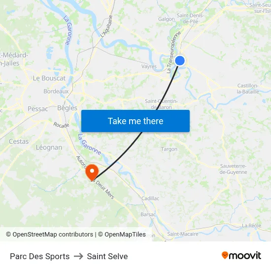 Parc Des Sports to Saint Selve map
