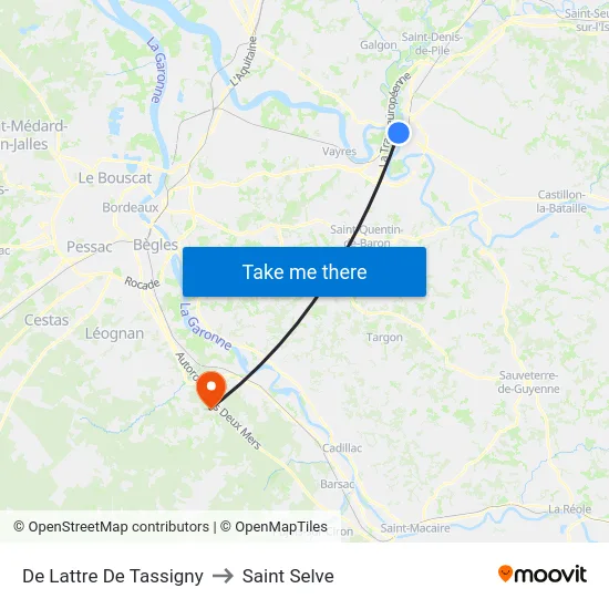De Lattre De Tassigny to Saint Selve map